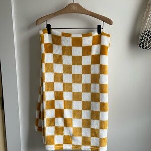 Checked Throw Blanket in Mustard Yellow and White